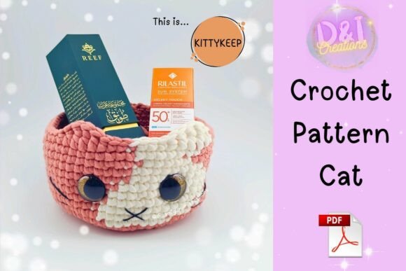 Cat Storage Basket Crochet Pattern
