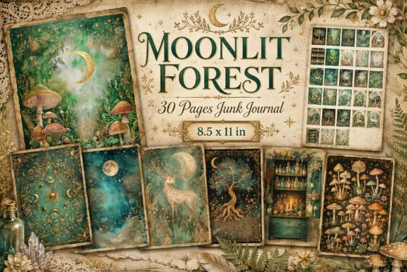 Celestial Forest Junk Journal Papers