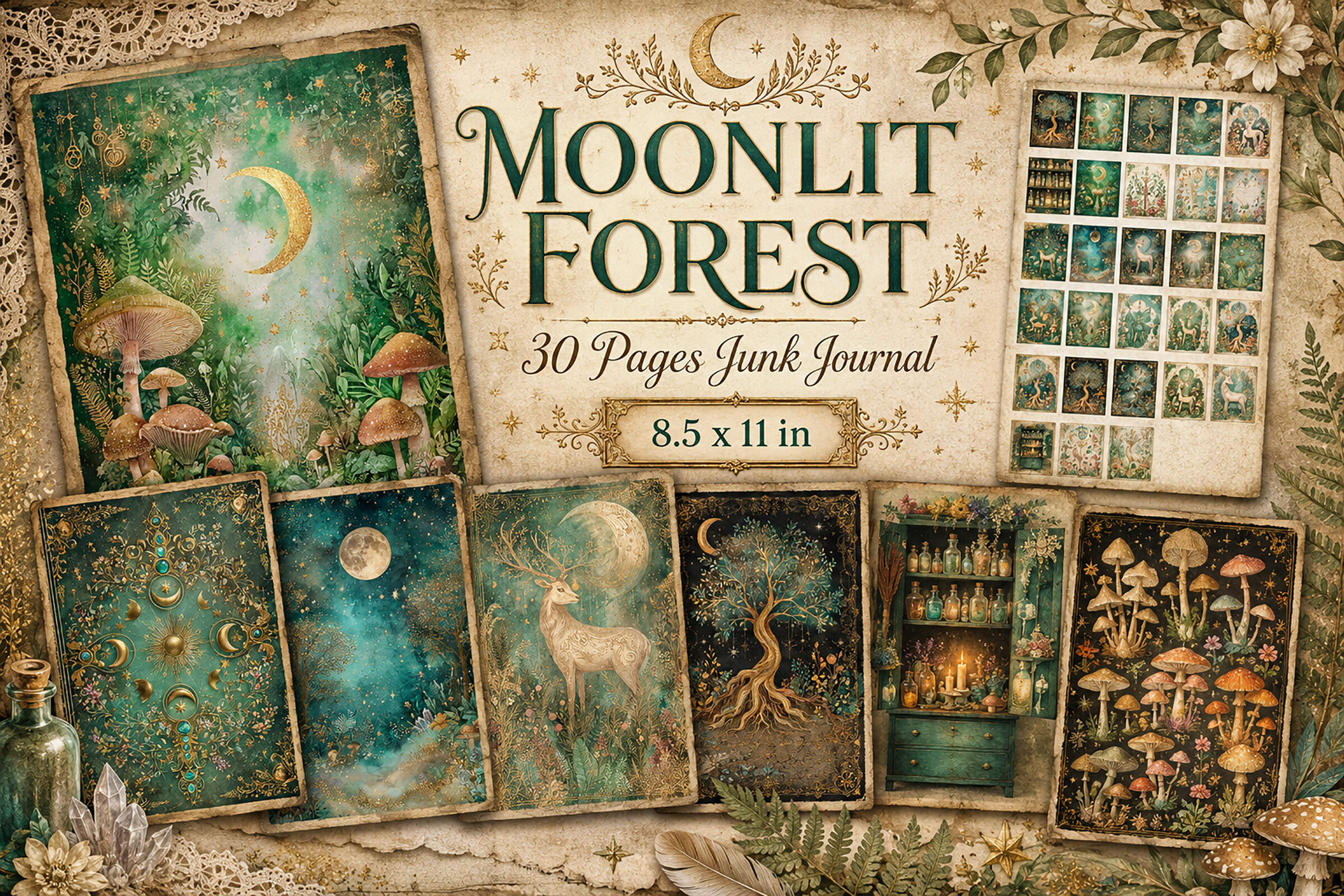 Celestial Forest Junk Journal Papers