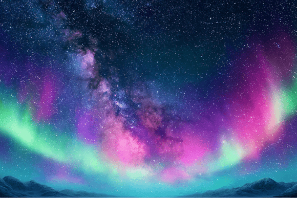 Colorful Aurora Galaxy Night Sky