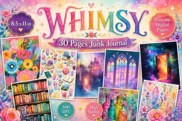 Colorful Whimsical Junk Journal Papers