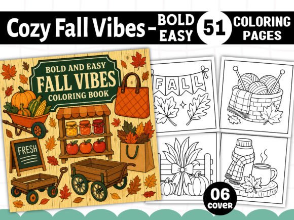 Cozy Fall Vibes Bold Easy Coloring Book