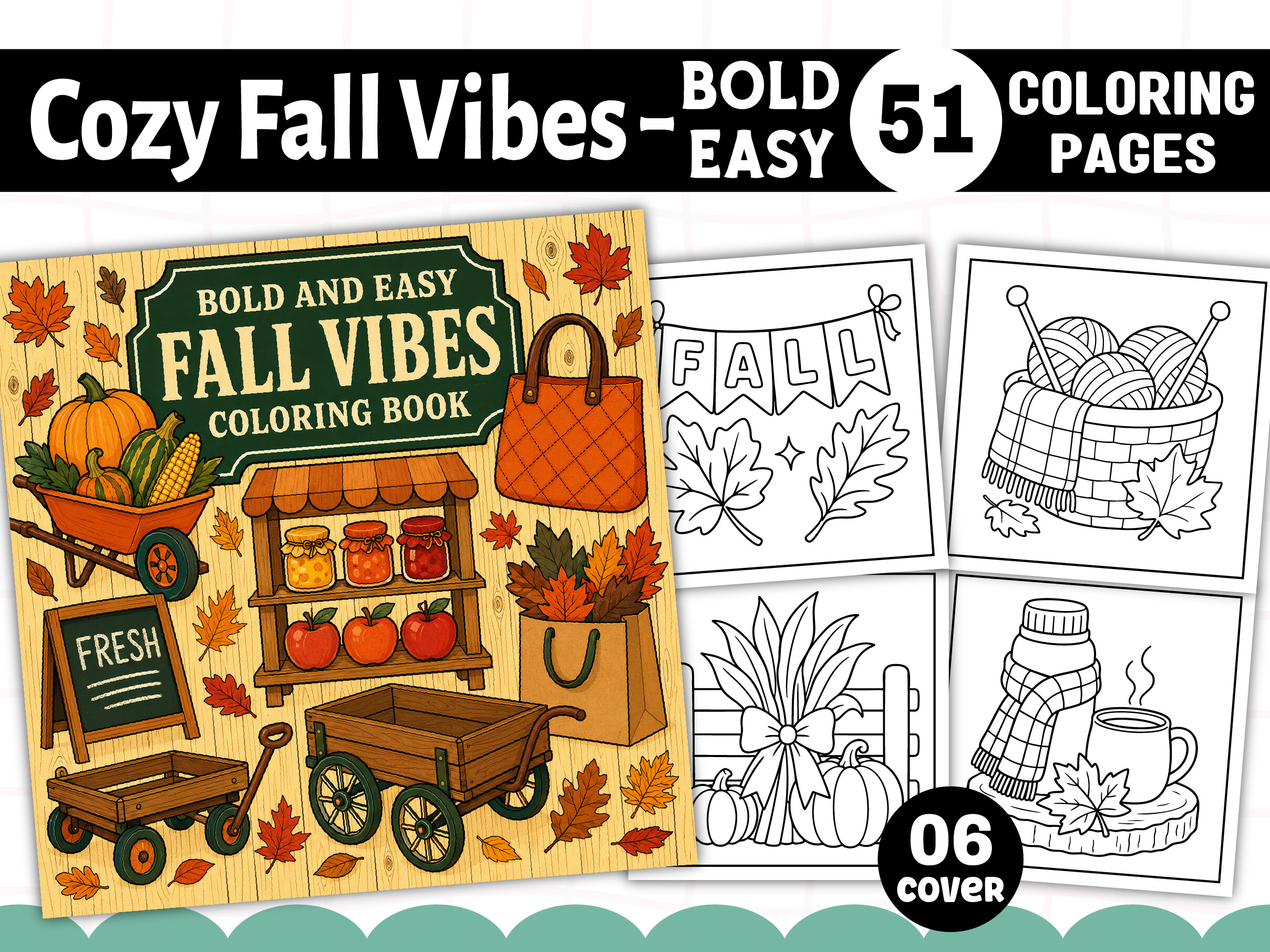 Cozy Fall Vibes Bold Easy Coloring Book