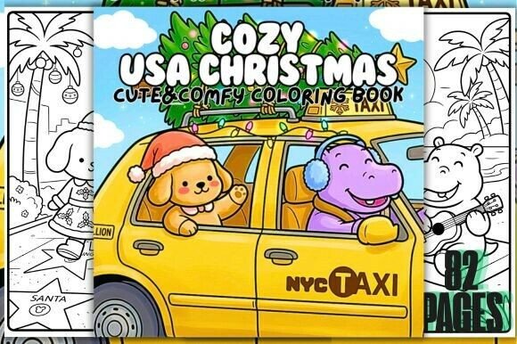 Cozy USA Christmas Coloring Book