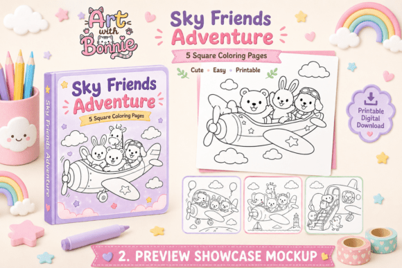 Cute Animal Airplane Coloring Page Pack