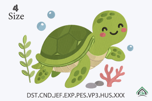 Cute Sea Turtle Embroidery Design