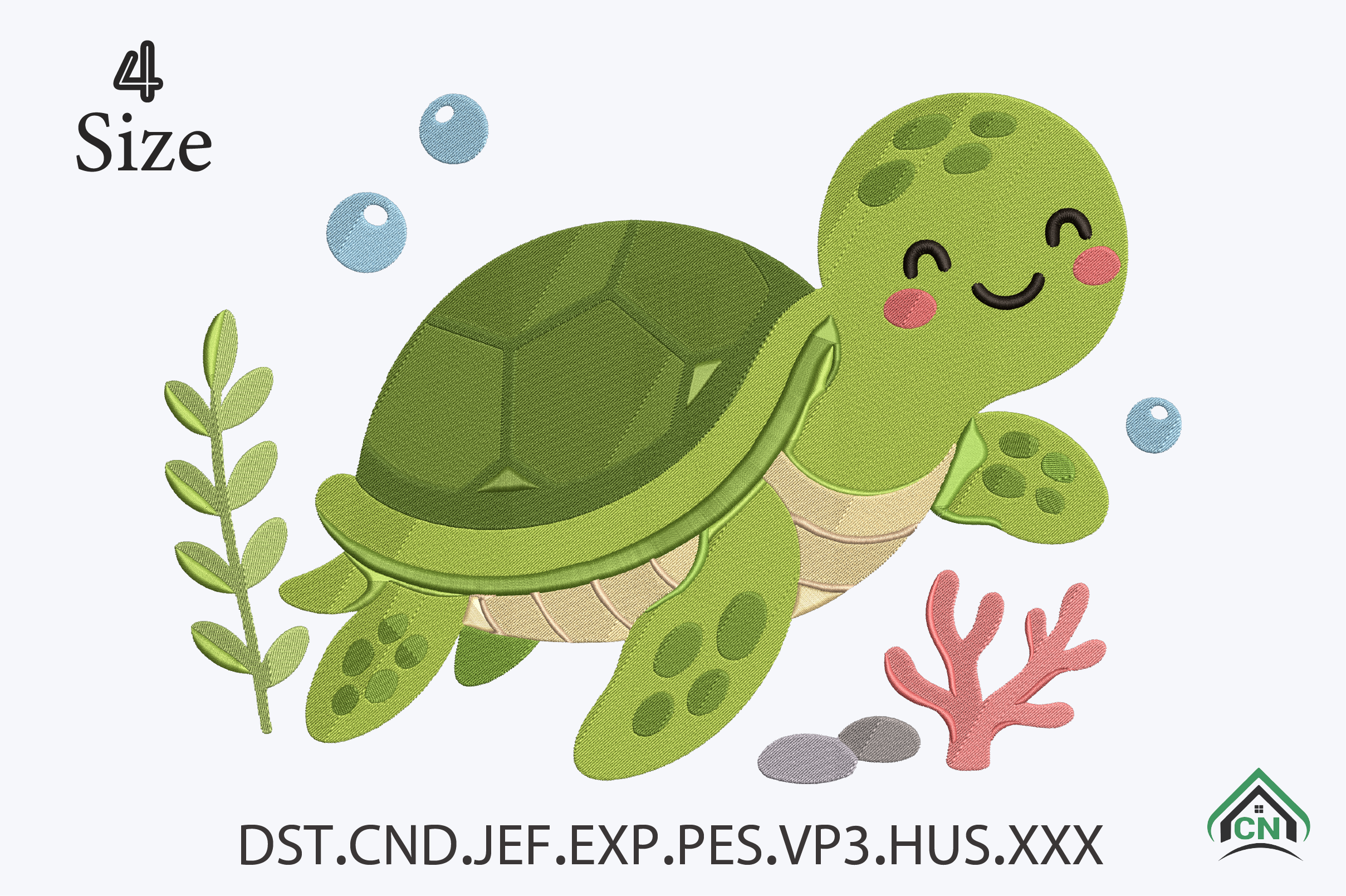 Cute Sea Turtle Embroidery Design