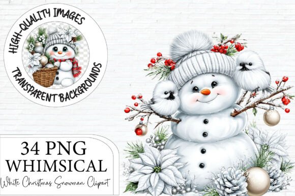 Cute Winter Snowman Watercolor Clipart