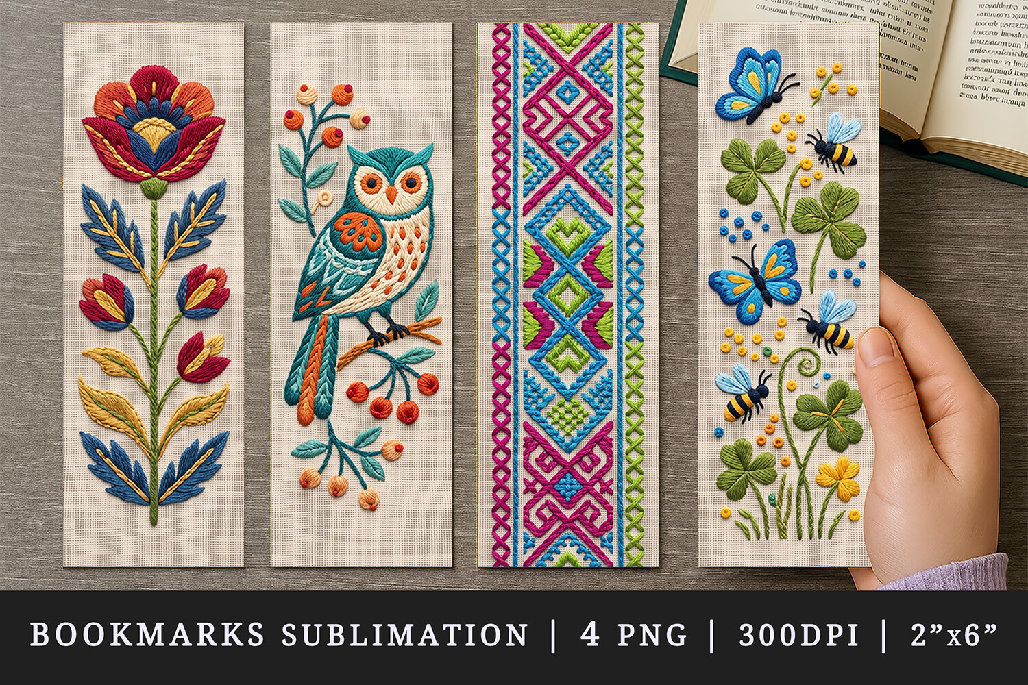 Design Bookmark File Embroidery Bookmark Design Set Graphic by Tati Design · Creative Fabrica