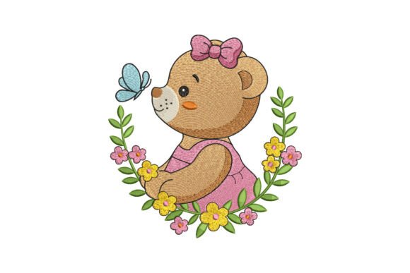 Floral Bear with Butterfly