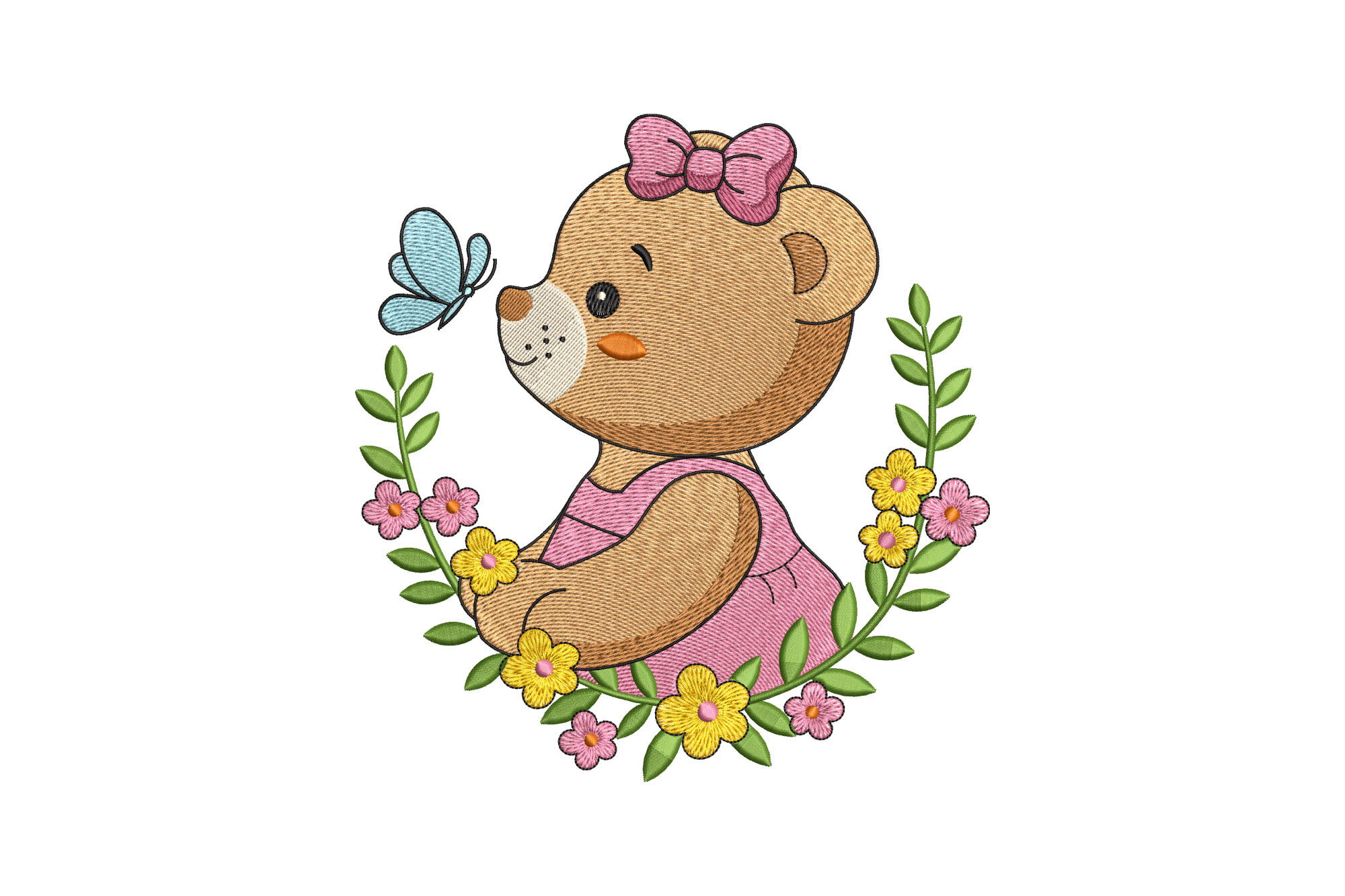 Floral Bear with Butterfly