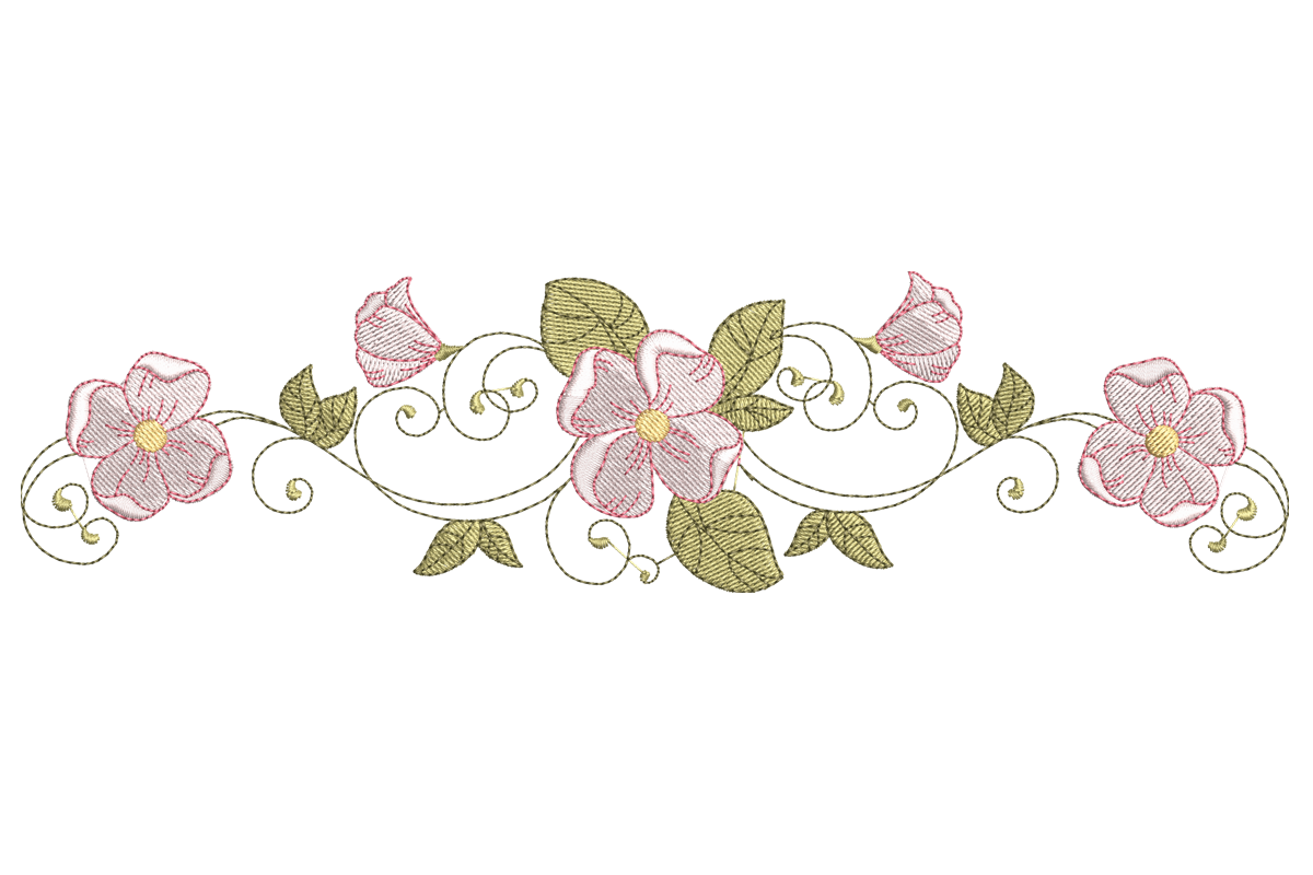 Floral Rose Border Embroidery
