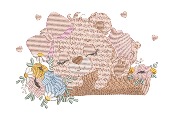 Floral Teddy Bear Embroidery