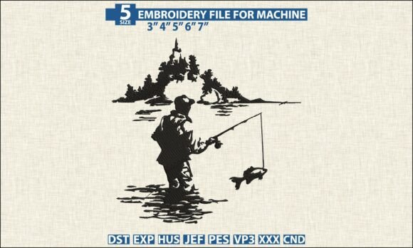 Fly Fishing Pattern DST PES Embroidery
