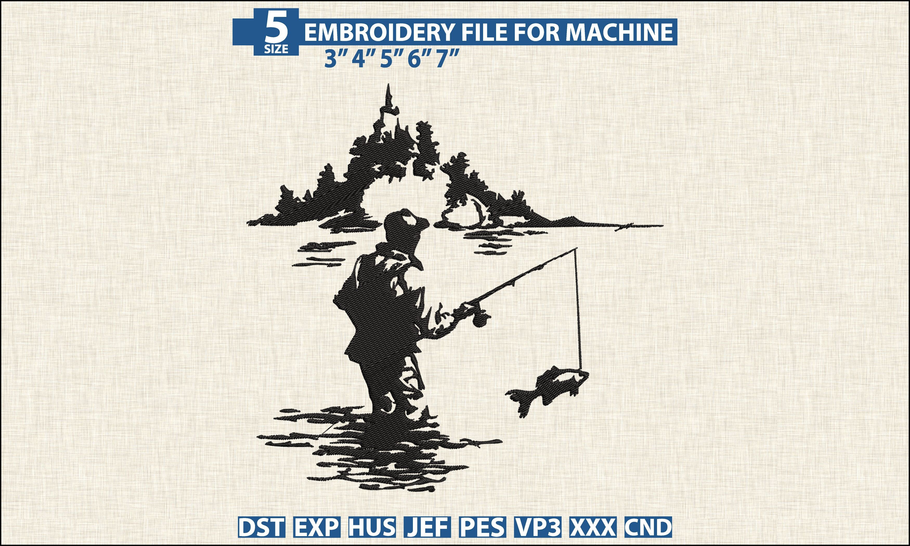 Fly Fishing Pattern DST PES Embroidery