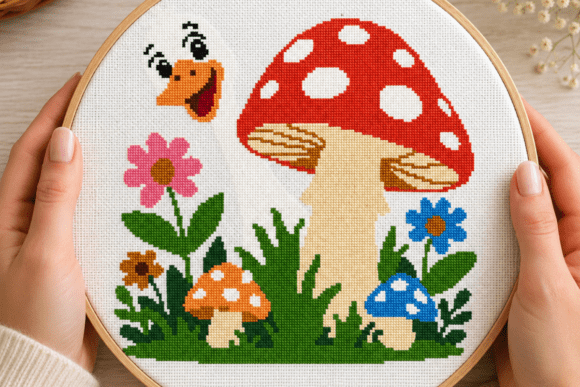 Goose Mushroom Cross Stitch