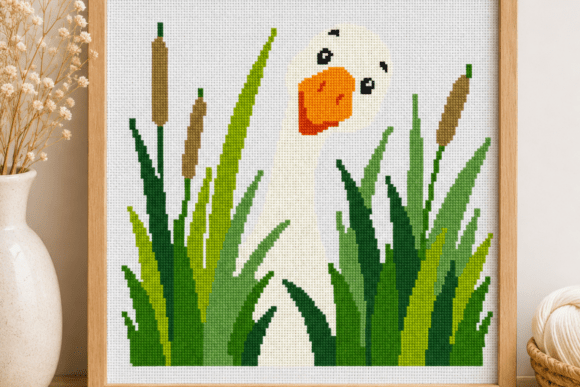 Goose Tall Grass Cross Stitch Pattern