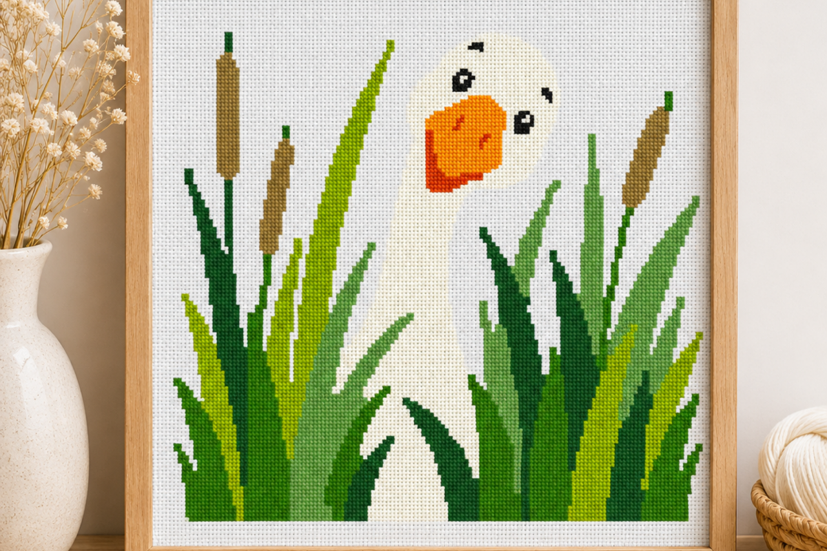 Goose Tall Grass Cross Stitch Pattern