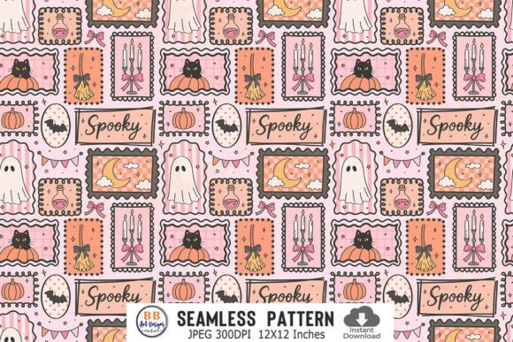 Halloween Pattern Stamp Frame Patchwork