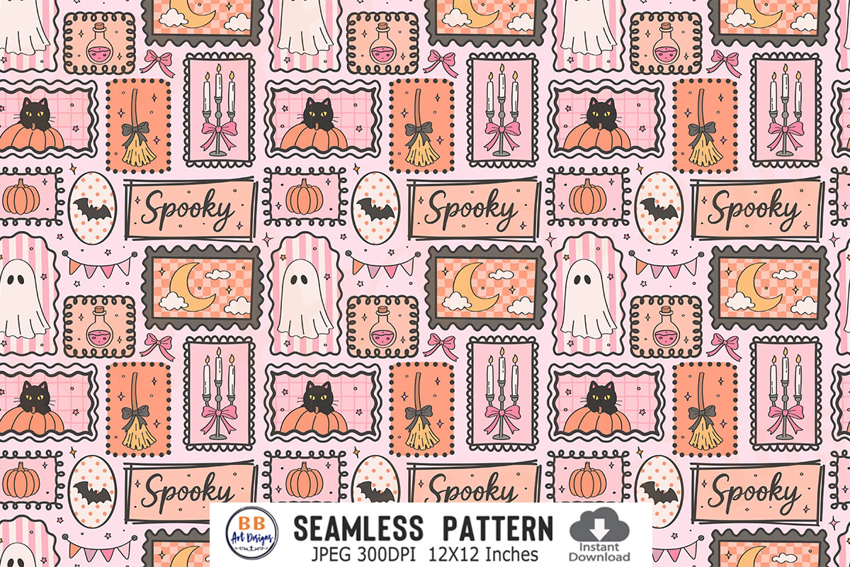 Halloween Pattern Stamp Frame Patchwork