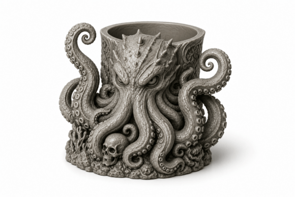 Kraken Planter Pot STL | Fantasy 3D Print Succulent Holder - Image 2