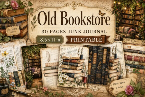 Library & Botanical Junk Journal Papers