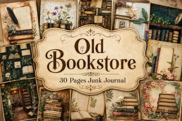 Library & Botanical Junk Journal Papers