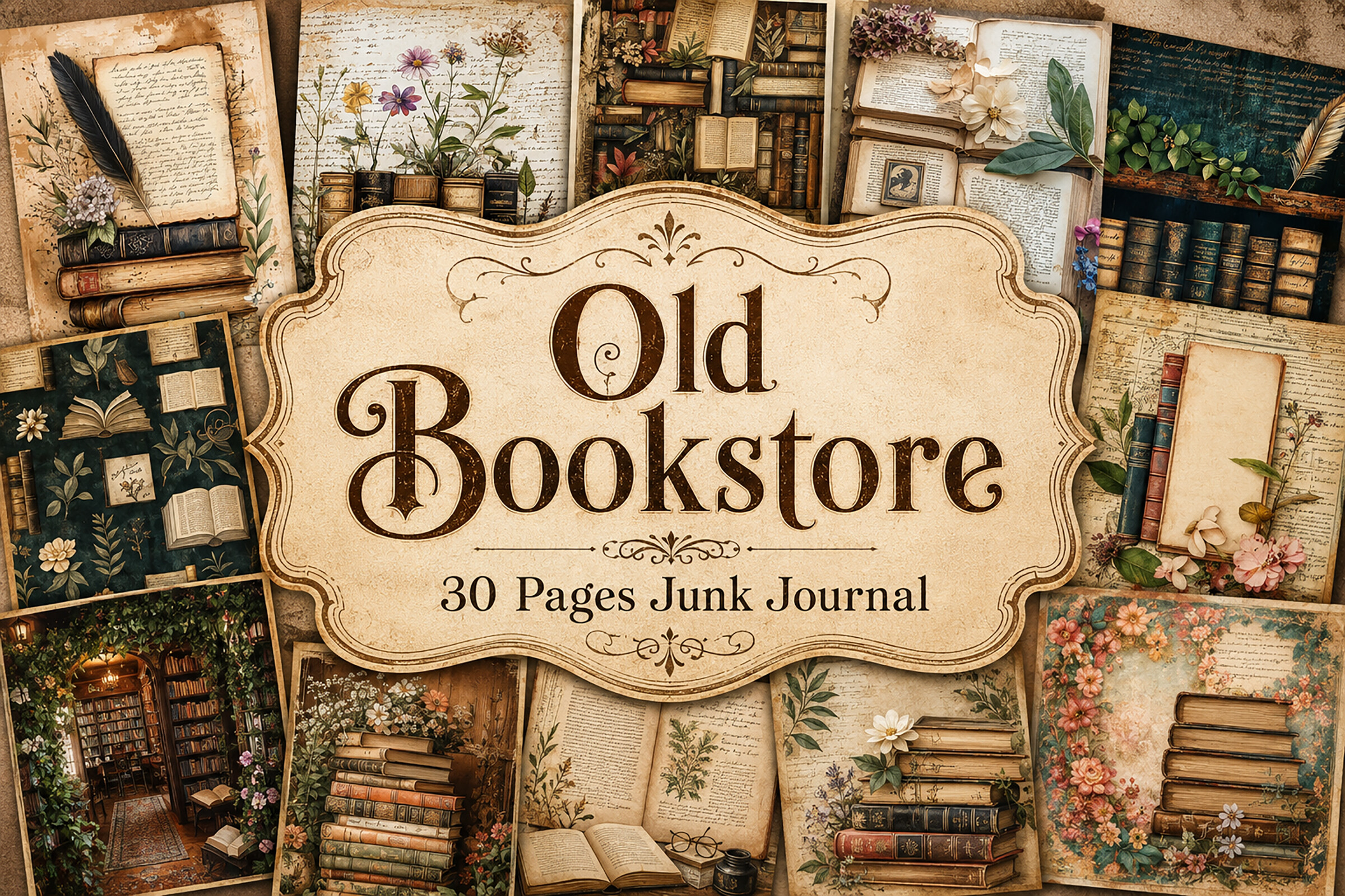 Library & Botanical Junk Journal Papers