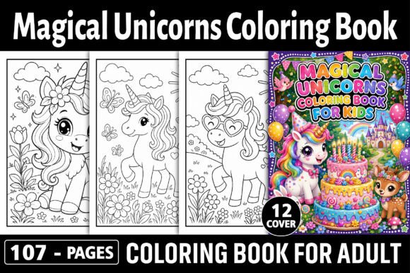 Magical Unicorns Coloring Book for Kids