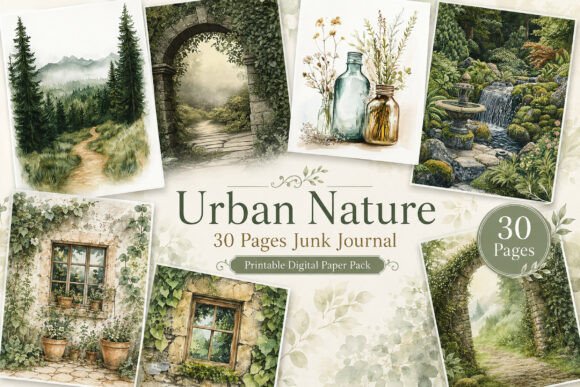 Mediterranean Garden Junk Journal Papers