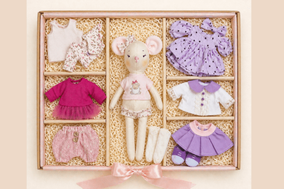 Mouse Doll Sewing Pattern +4 Outfits