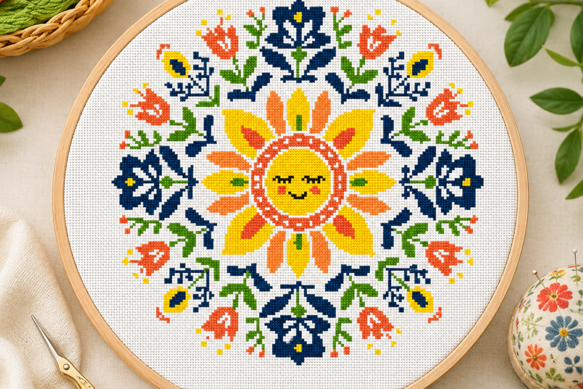 Nordic Floral Sun Mandala