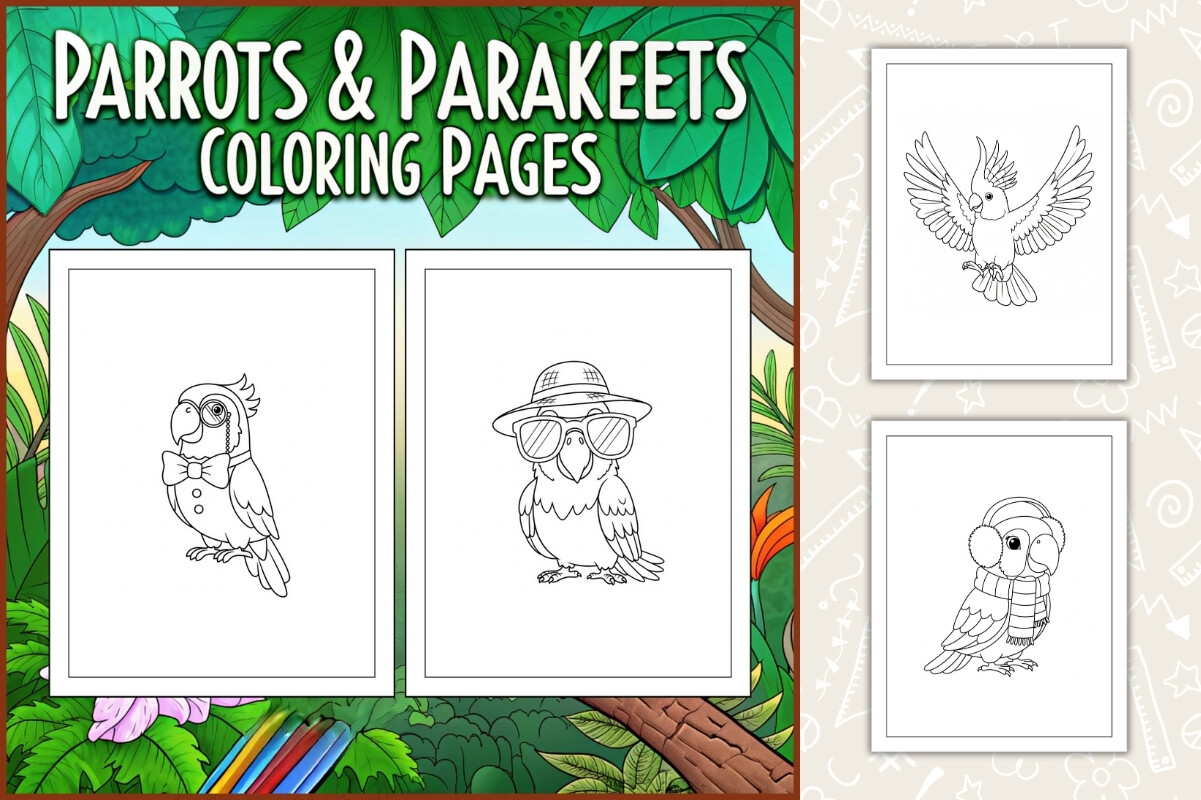 Parrots & Parakeets Coloring Pages