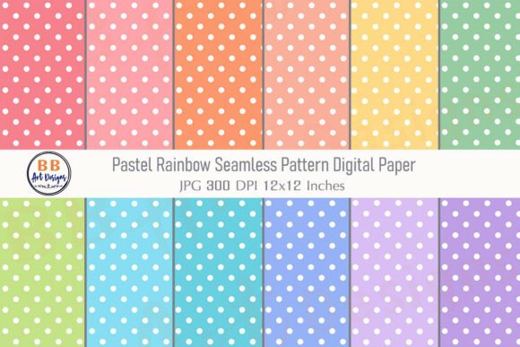 Pastel Rainbow Polka Dots Pattern Paper