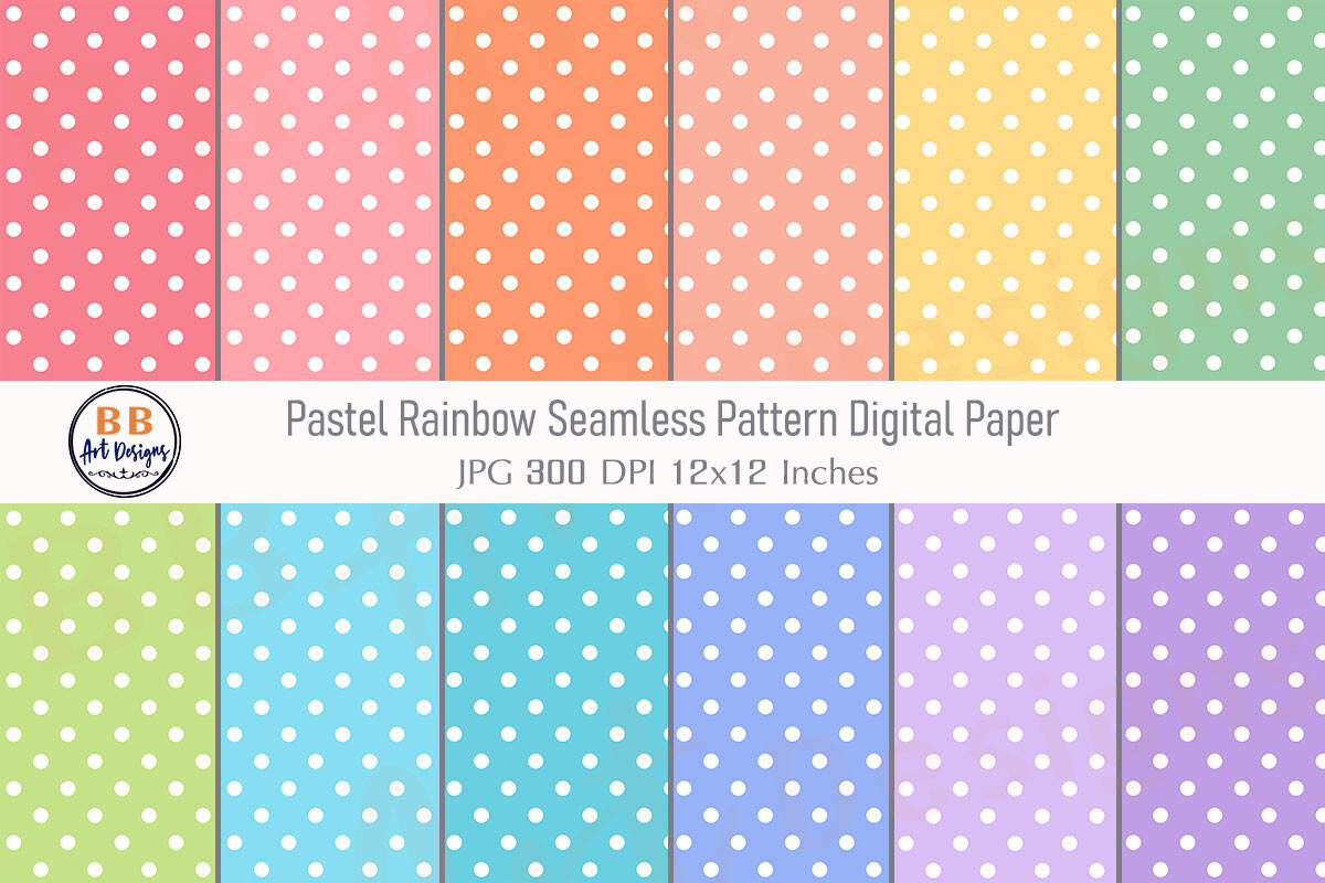 Pastel Rainbow Polka Dots Pattern Paper