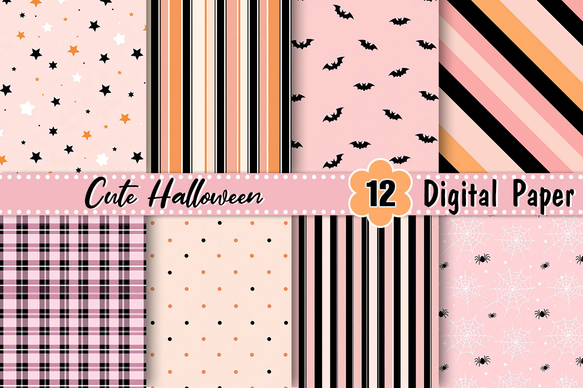 Pink Dark Halloween Digital Paper