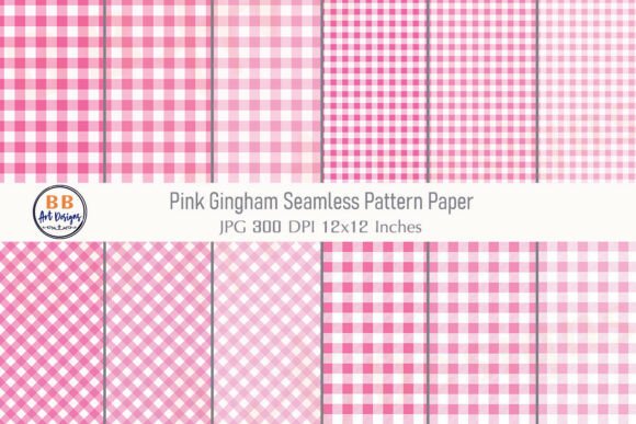 Pink Gingham Pattern Digital Paper Set