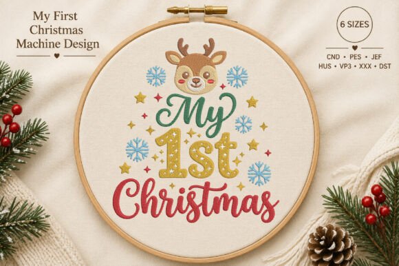 Reindeer Baby Christmas Embroidery