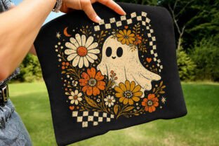 Retro Ghost And Flowers PNG Graphic By SvgModes Creative Fabrica retro-ghost-and-flowers-png-graphic-by-svgmodes-creative-fabrica
