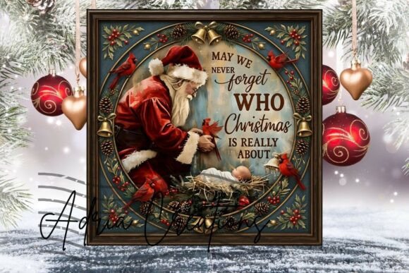 Santa Christmas Ornament Door Sign Png