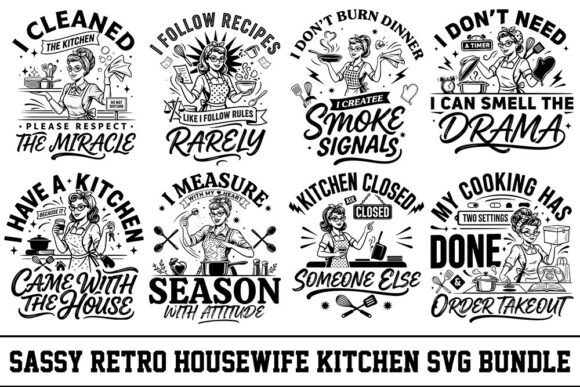 Sassy Retro Housewife Kitchen SVG Bundle