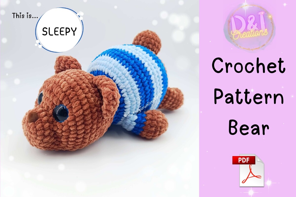Sleeping Bear Crochet Pattern PDF
