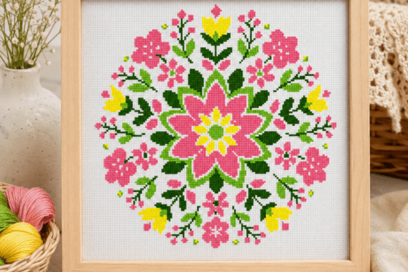 Spring Blossom Mandala Cross Stitch