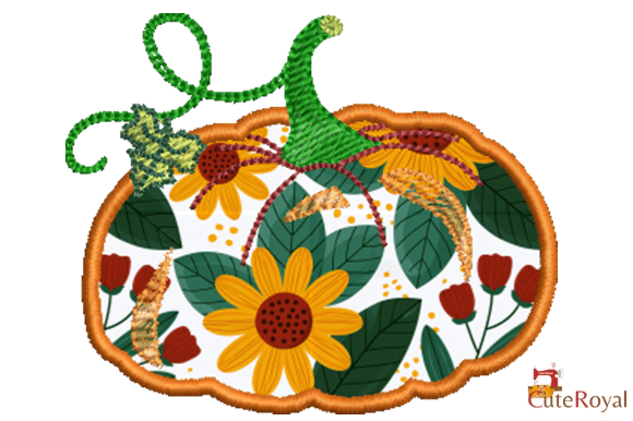 Sunflower Pumpkin Applique - 3 Sizes