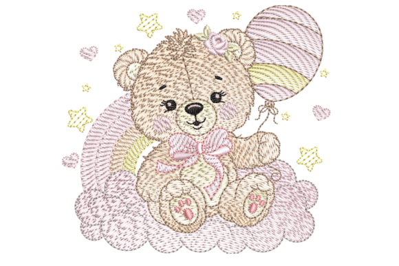 Teddy Bear on Cloud Embroidery