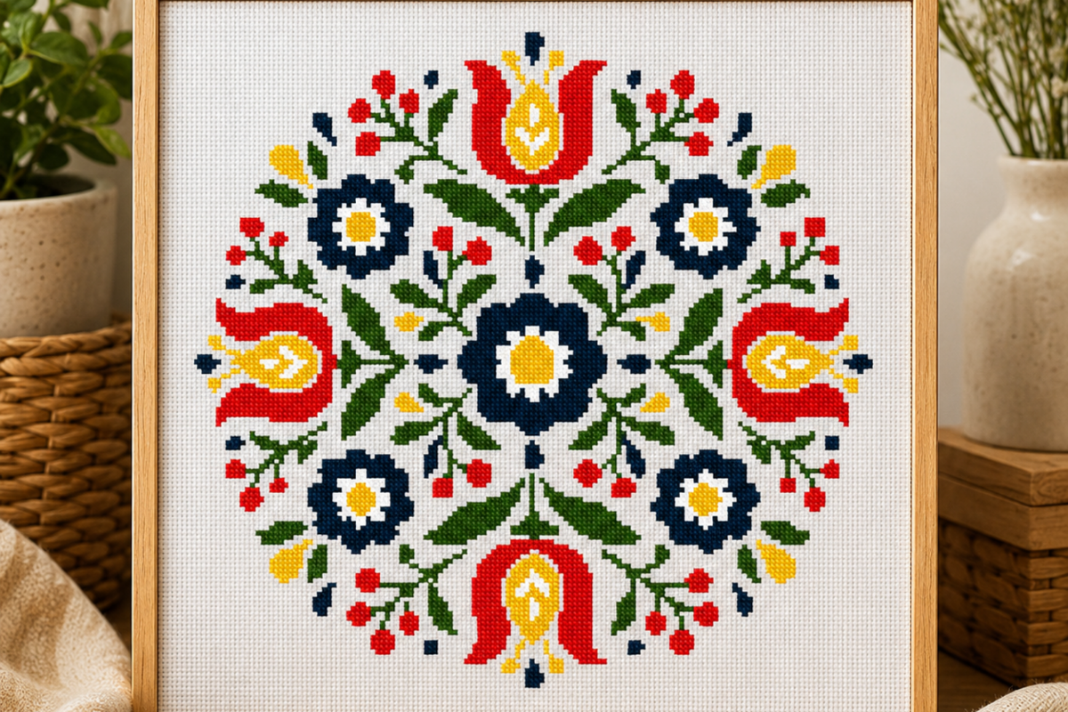 Tulip Berry Mandala Cross Stitch