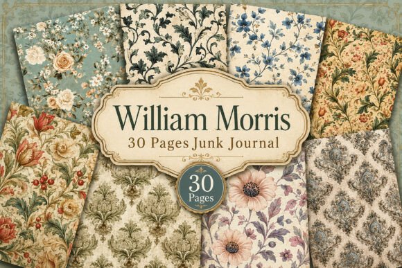 Vintage Floral Damask Digital Papers