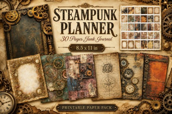 Vintage Steampunk Junk Journal Papers