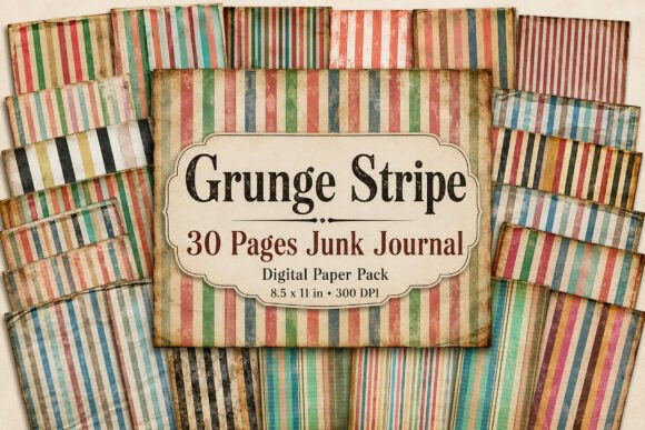 Vintage Striped Digital Paper Pack