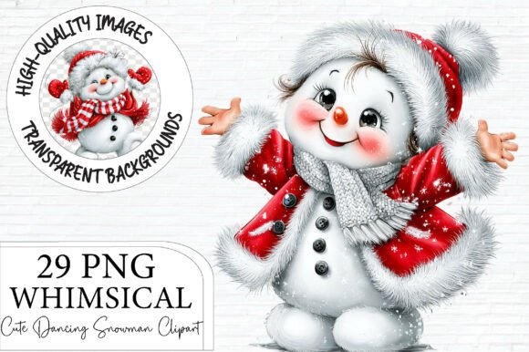 Whimsical Dancing Snowman PNG Bundle